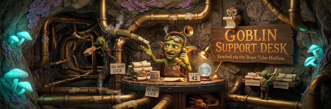 Goblin Support Desk - Reached via the Brass Tube Hotline